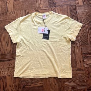Re/done Hanes Classic Tee Faded Lemon Small NWT